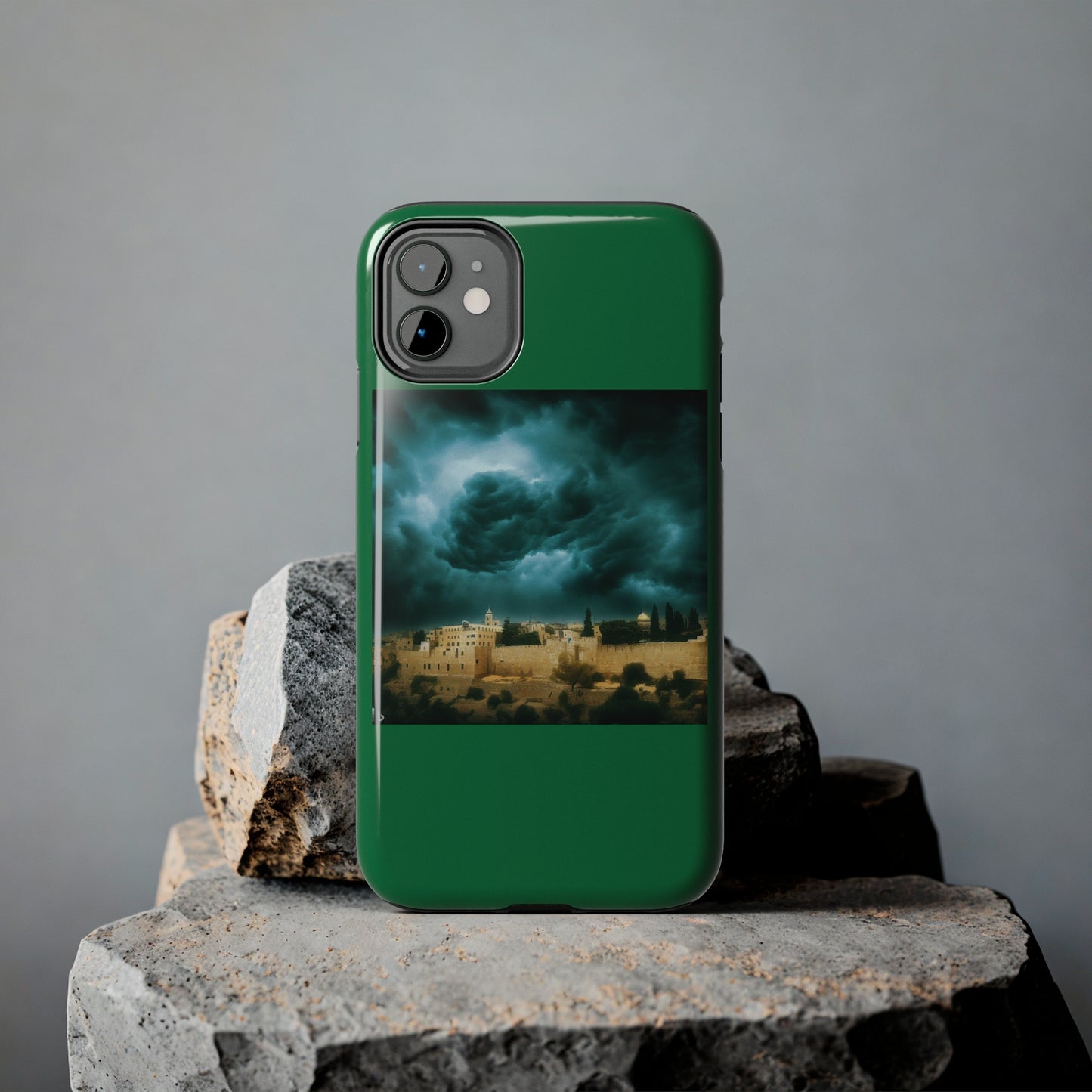 AImagination Collection iPhone Tough Case - "Storm Over Jerusalem" - The God Ball Originals by Chris Rabalais (2024)