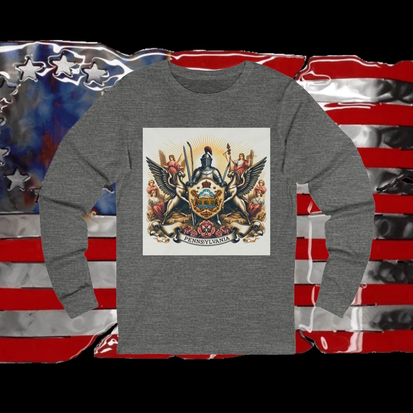Pennsylvania Vintage Christian Crusader - Premium Unisex Long Sleeve Jersey Tee - 100% Charity - The God Vote Collection by Chris Rabalais