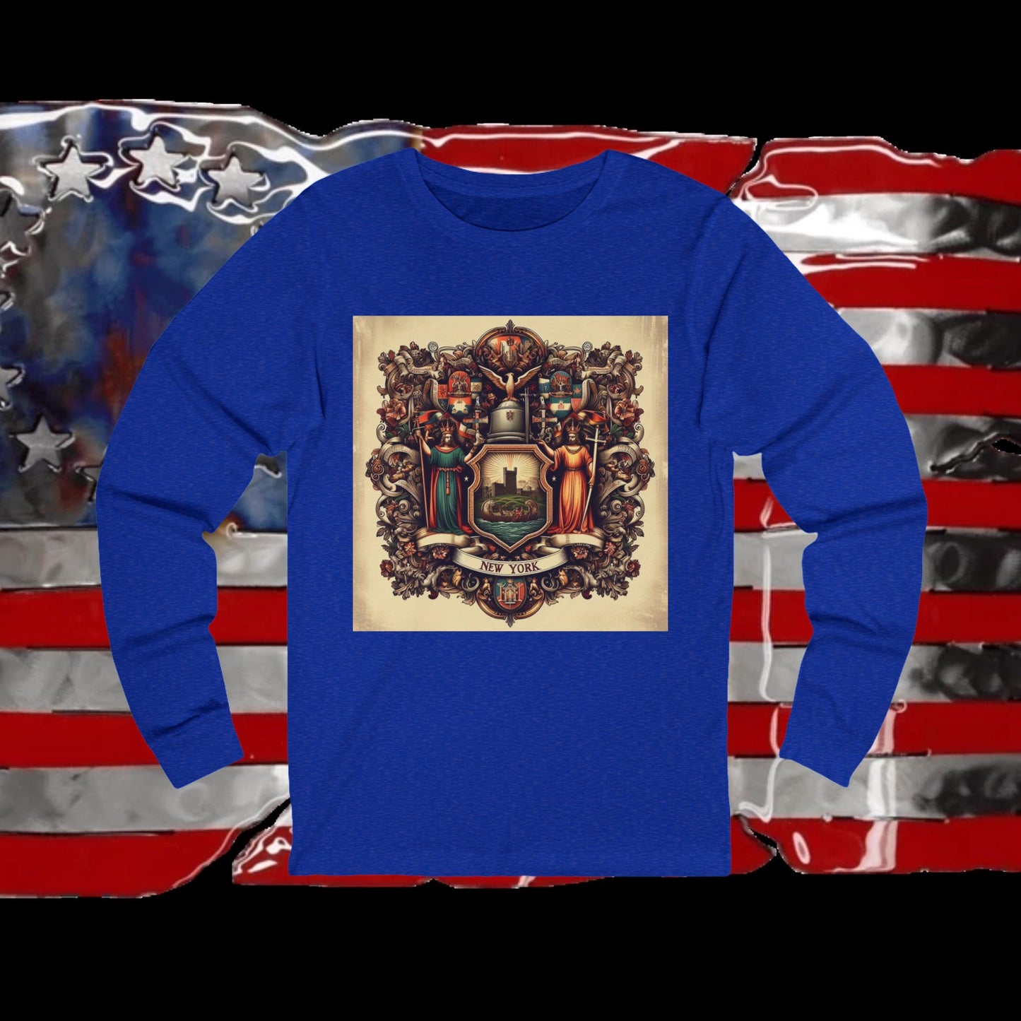New York Vintage Christian Crusader - Premium Unisex Long Sleeve Jersey Tee - 100% Charity - The God Vote Collection by Chris Rabalais