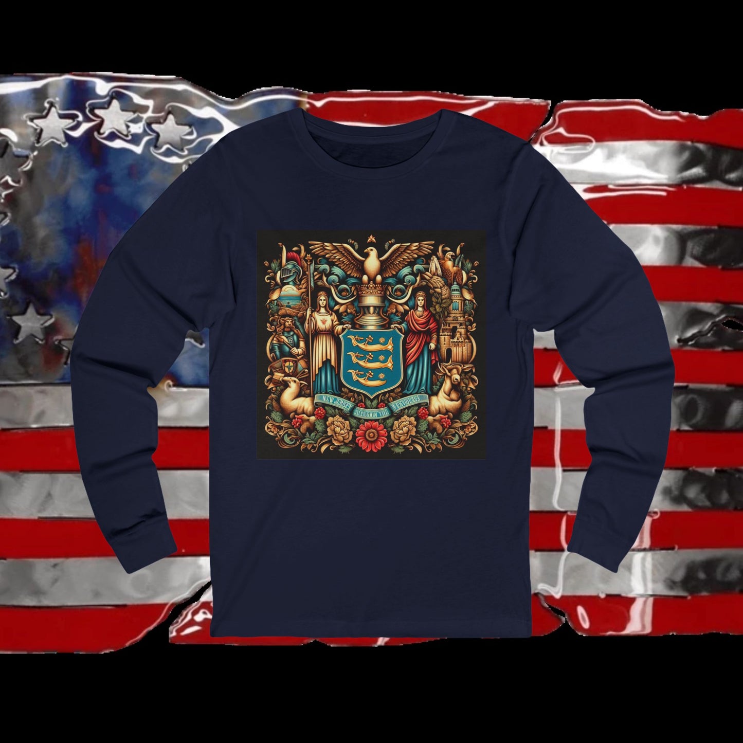 New Jersey Vintage Christian Crusader - Premium Unisex Long Sleeve Jersey Tee - 100% Charity - The God Vote Collection by Chris Rabalais