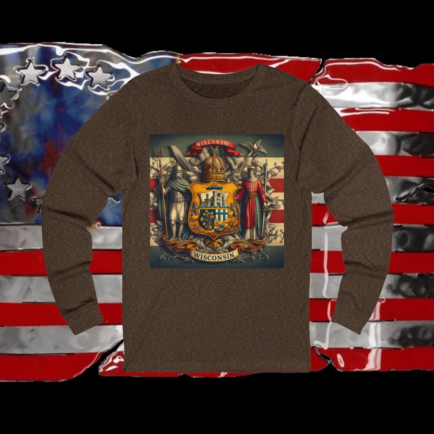 Wisconsin Vintage Christian Crusader - Premium Unisex Long Sleeve Jersey Tee - 100% Charity - The God Vote Collection by Chris Rabalais