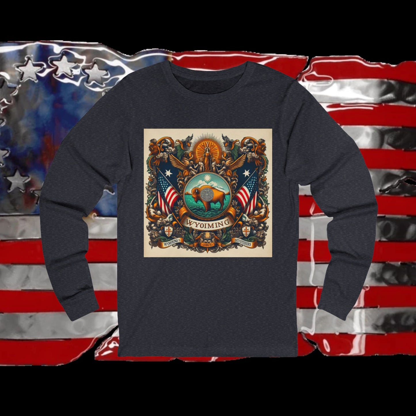 Wyoming Vintage Christian Crusader - Premium Unisex Long Sleeve Jersey Tee - 100% Charity - The God Vote Collection by Chris Rabalais