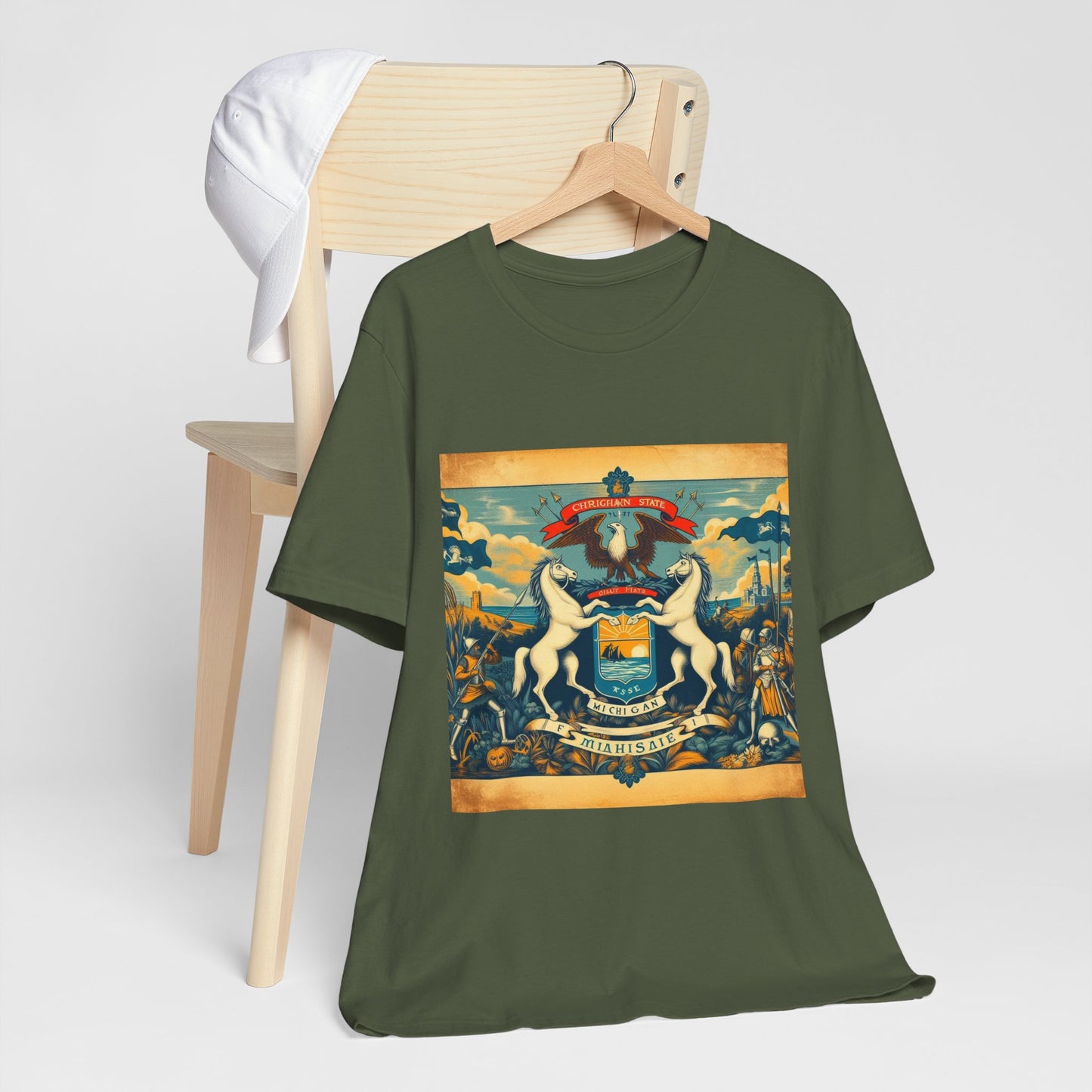 Michigan Vintage Christian Crusader - Unisex Jersey Tee - USA - 100% Charity Benefit - The God Vote Collection by Chris Rabalais