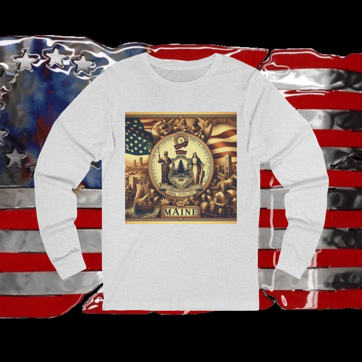 Maine Vintage Christian Crusader - Premium Unisex Long Sleeve Jersey Tee - 100% Charity - The God Vote Collection by Chris Rabalais