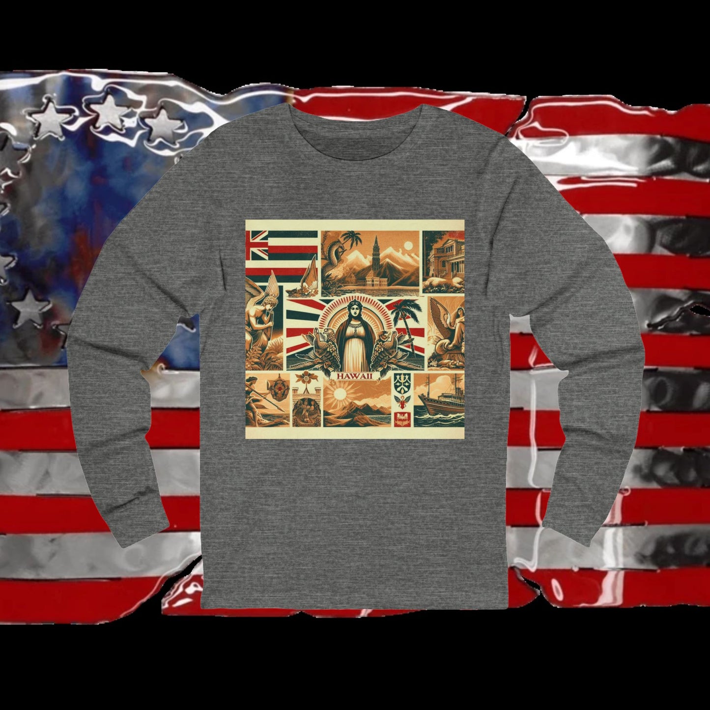 Hawaii Vintage Christian Crusader - Premium Unisex Long Sleeve Jersey Tee - 100% Charity - The God Vote Collection by Chris Rabalais