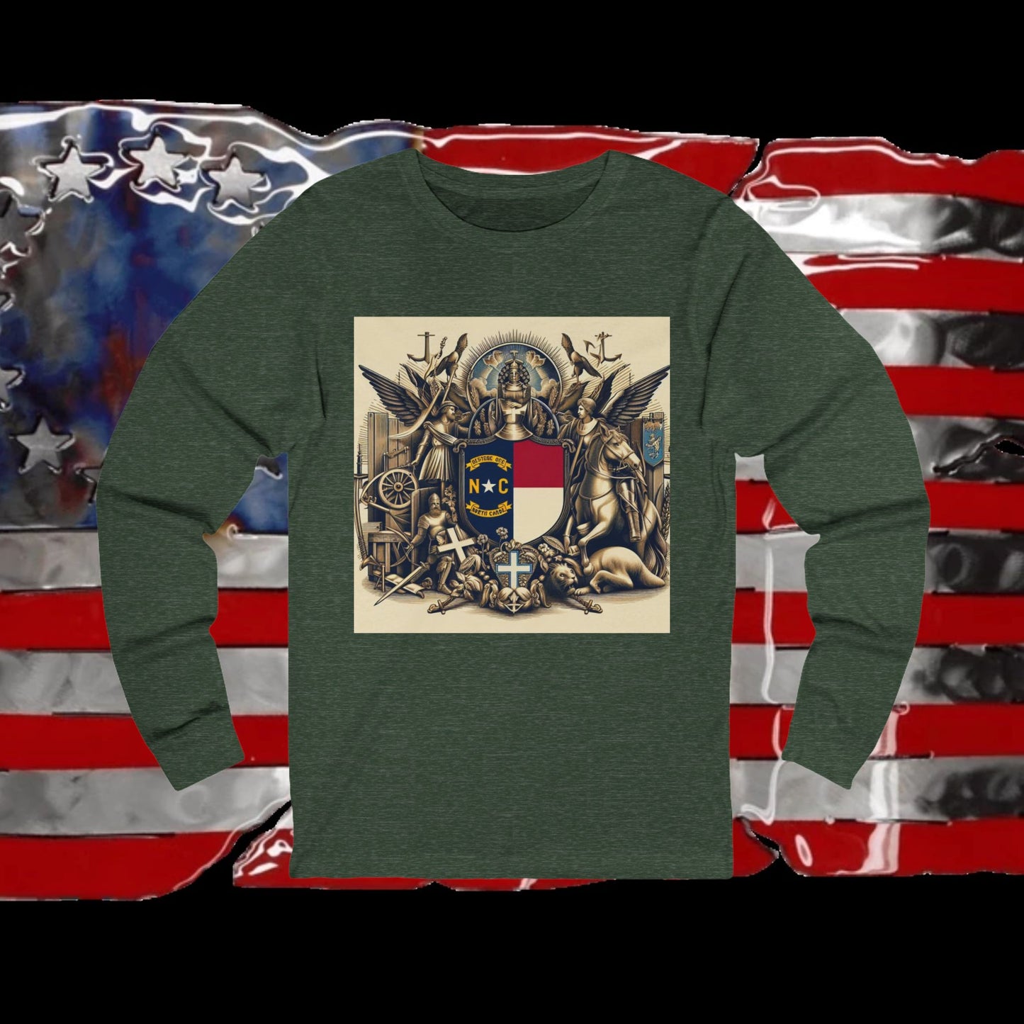 North Carolina Vintage Christian Crusader - Premium Unisex Long Sleeve Jersey Tee - 100% Charity - The God Vote Collection by Chris Rabalais