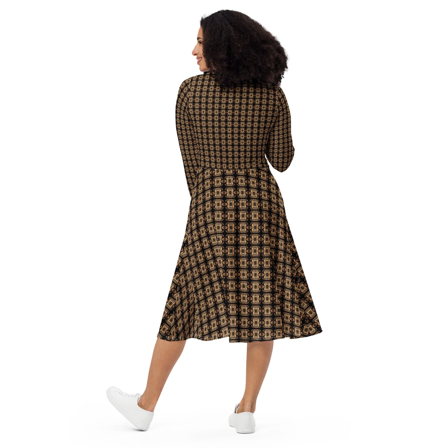 Platinum Long Sleeve Midi Dress (Full Print) - The God Ball Originals by Chris Rabalais (2024)