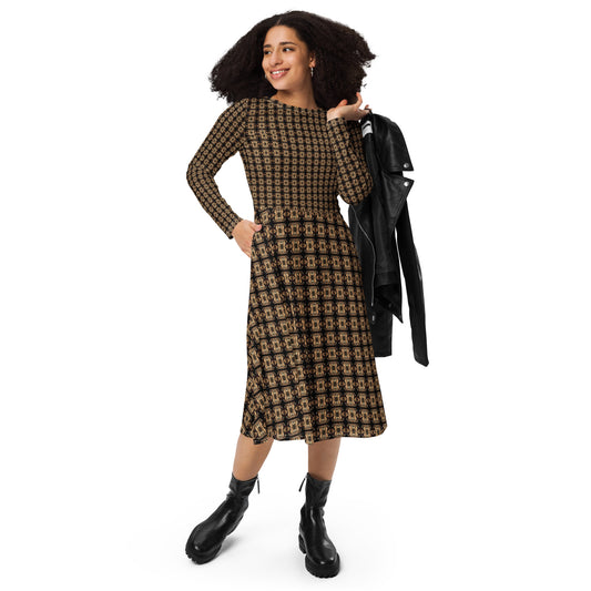 Platinum Long Sleeve Midi Dress (Full Print) - The God Ball Originals by Chris Rabalais (2024)