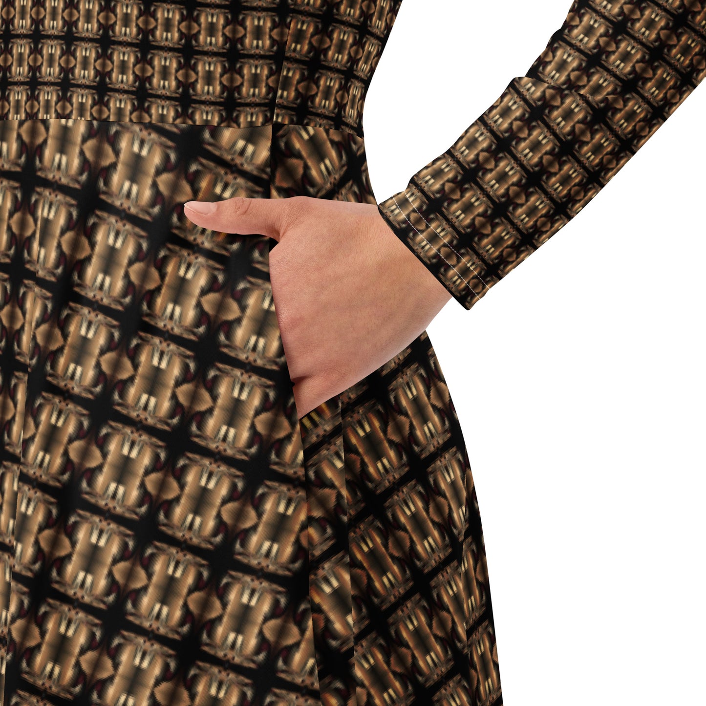 Platinum Long Sleeve Midi Dress (Full Print) - The God Ball Originals by Chris Rabalais (2024)