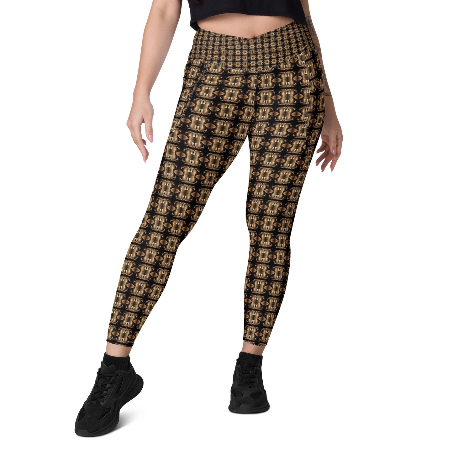 Platinum Ladies Crossover Leggings with Pockets (Full Print) - The God Ball Originals by Chris Rabalais (2024)