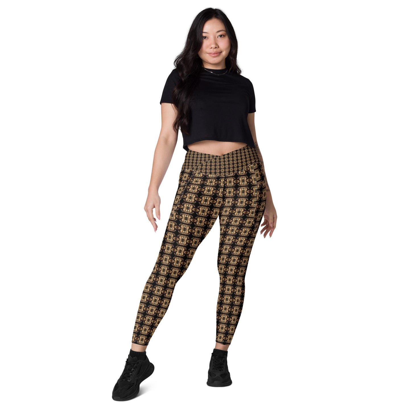 Platinum Ladies Crossover Leggings with Pockets (Full Print) - The God Ball Originals by Chris Rabalais (2024)