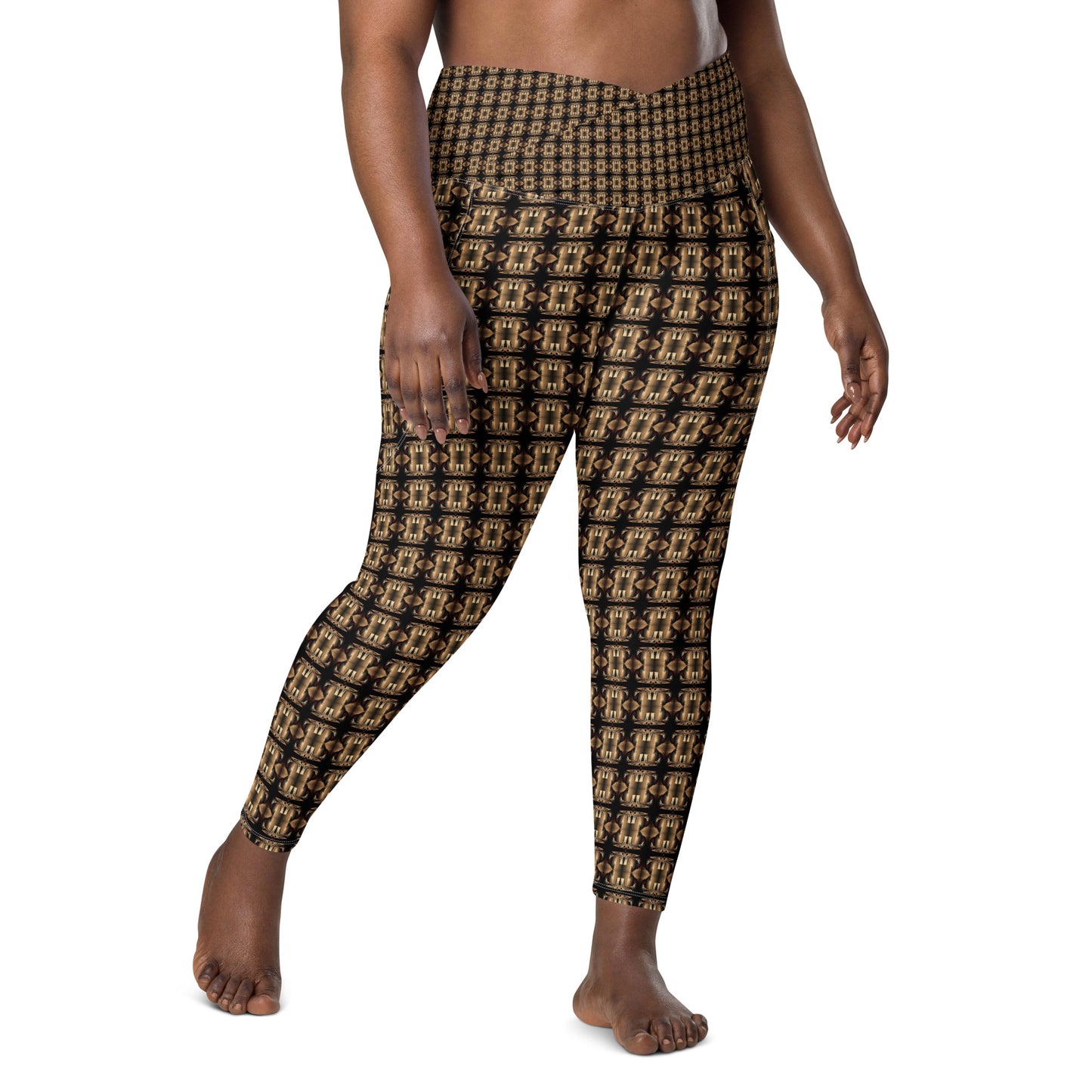 Platinum Ladies Crossover Leggings with Pockets (Full Print) - The God Ball Originals by Chris Rabalais (2024)