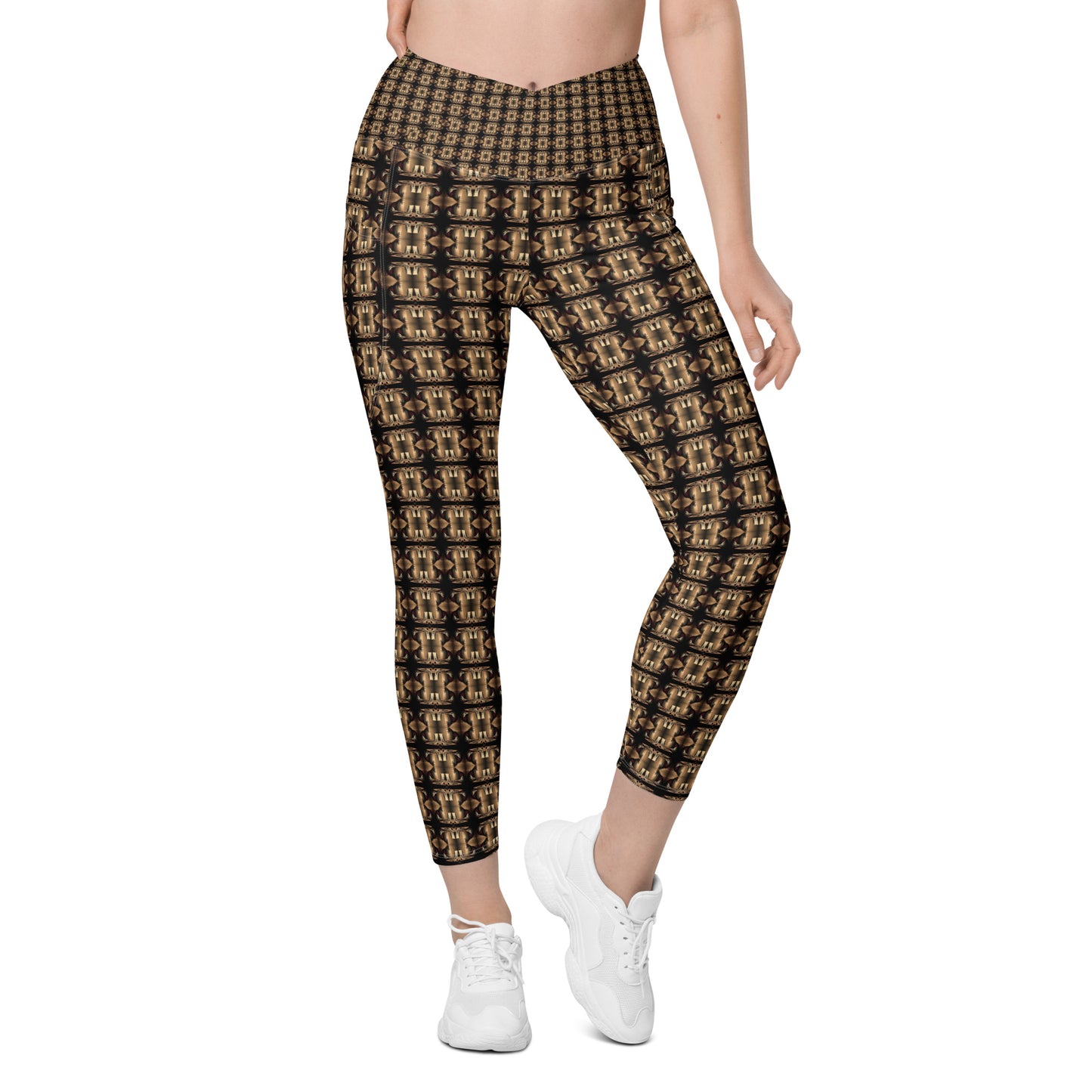Platinum Ladies Crossover Leggings with Pockets (Full Print) - The God Ball Originals by Chris Rabalais (2024)