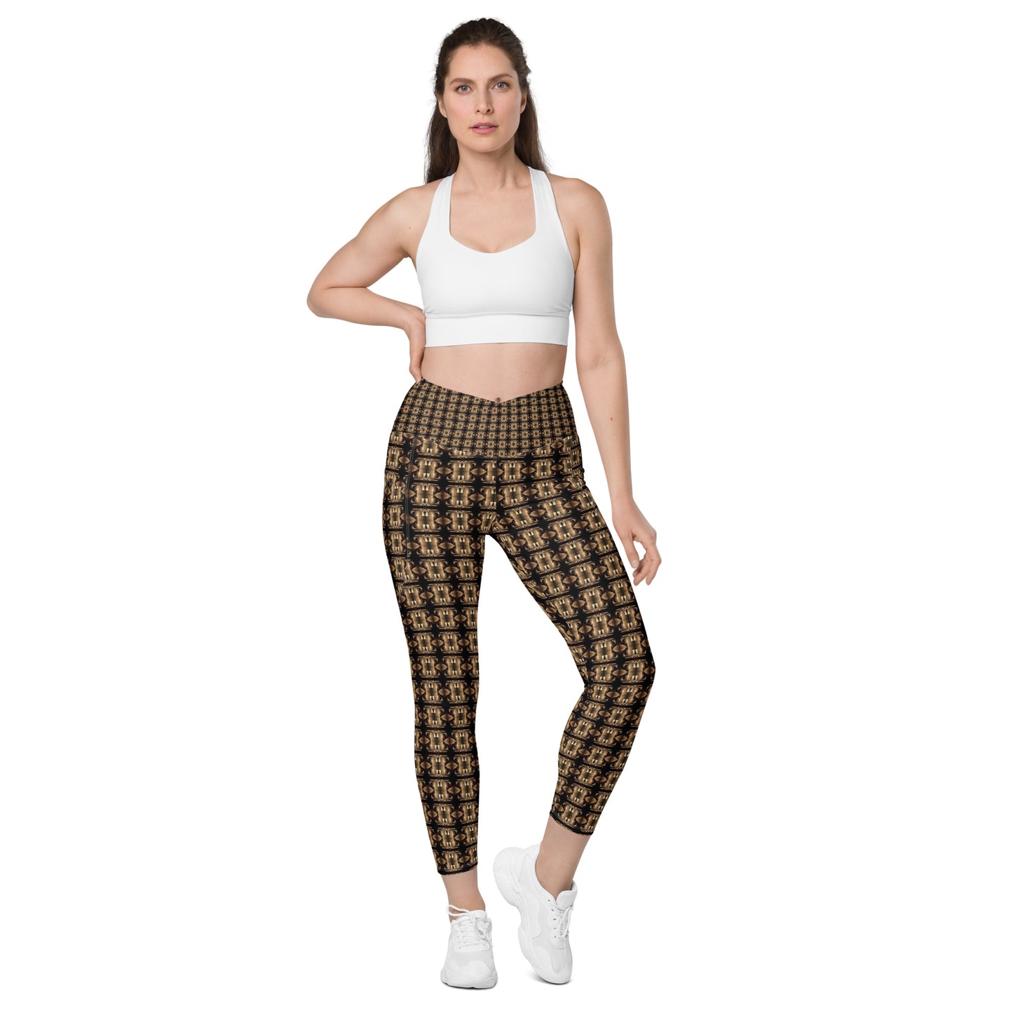 Platinum Ladies Crossover Leggings with Pockets (Full Print) - The God Ball Originals by Chris Rabalais (2024)