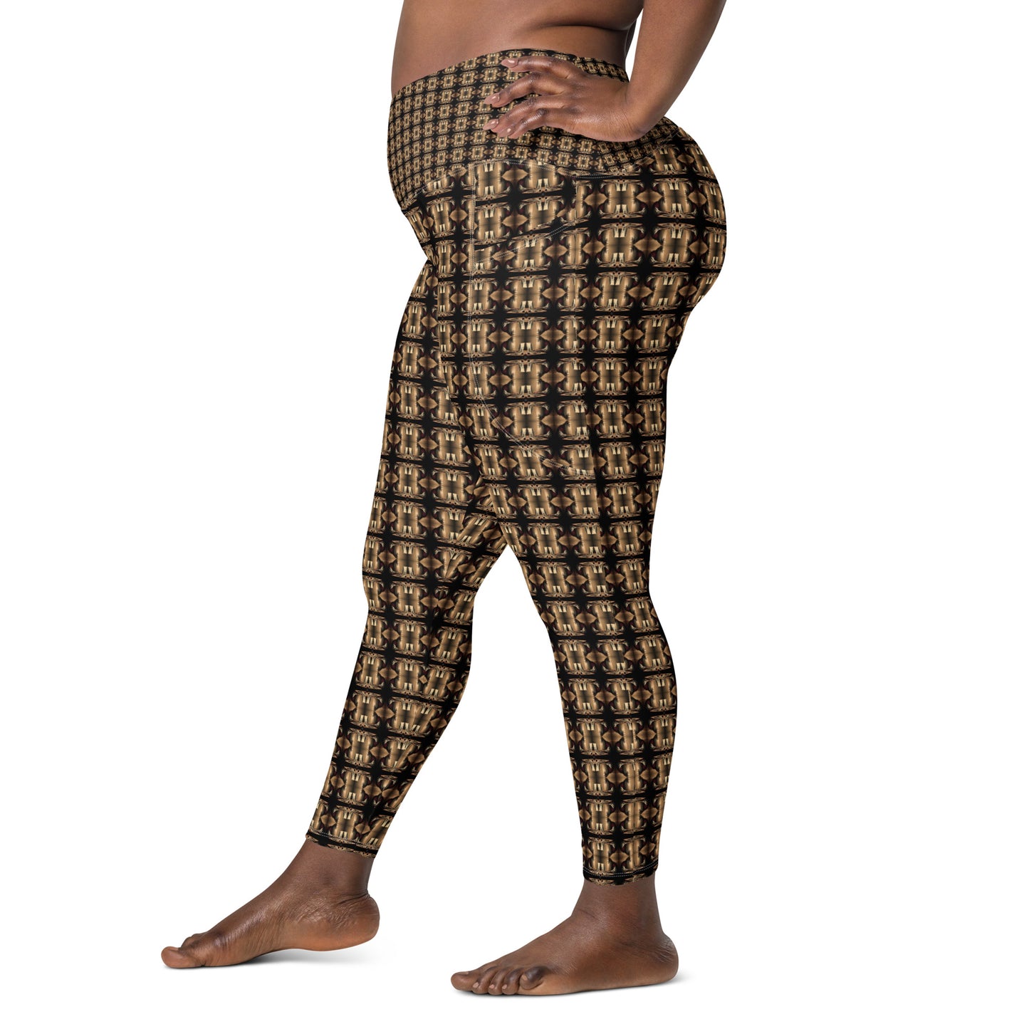 Platinum Ladies Crossover Leggings with Pockets (Full Print) - The God Ball Originals by Chris Rabalais (2024)