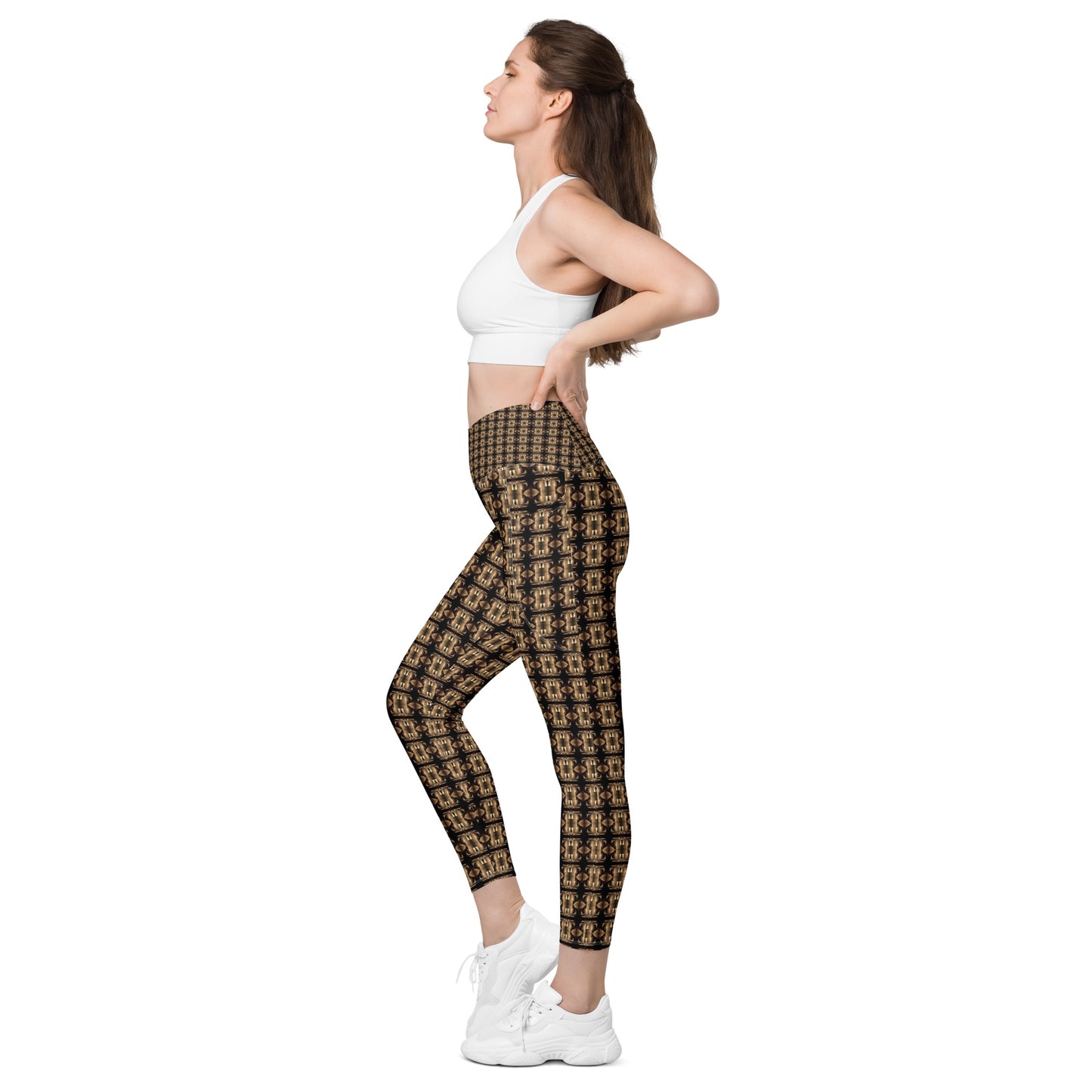Platinum Ladies Crossover Leggings with Pockets (Full Print) - The God Ball Originals by Chris Rabalais (2024)