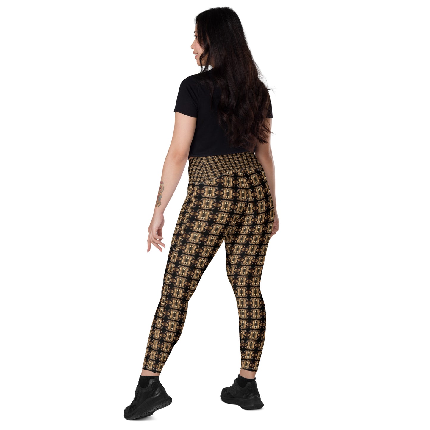 Platinum Ladies Crossover Leggings with Pockets (Full Print) - The God Ball Originals by Chris Rabalais (2024)