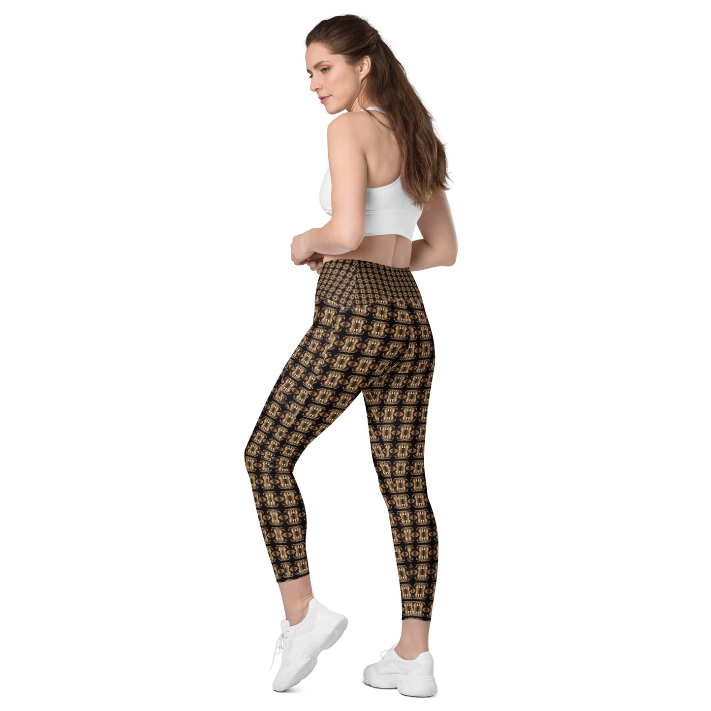 Platinum Ladies Crossover Leggings with Pockets (Full Print) - The God Ball Originals by Chris Rabalais (2024)