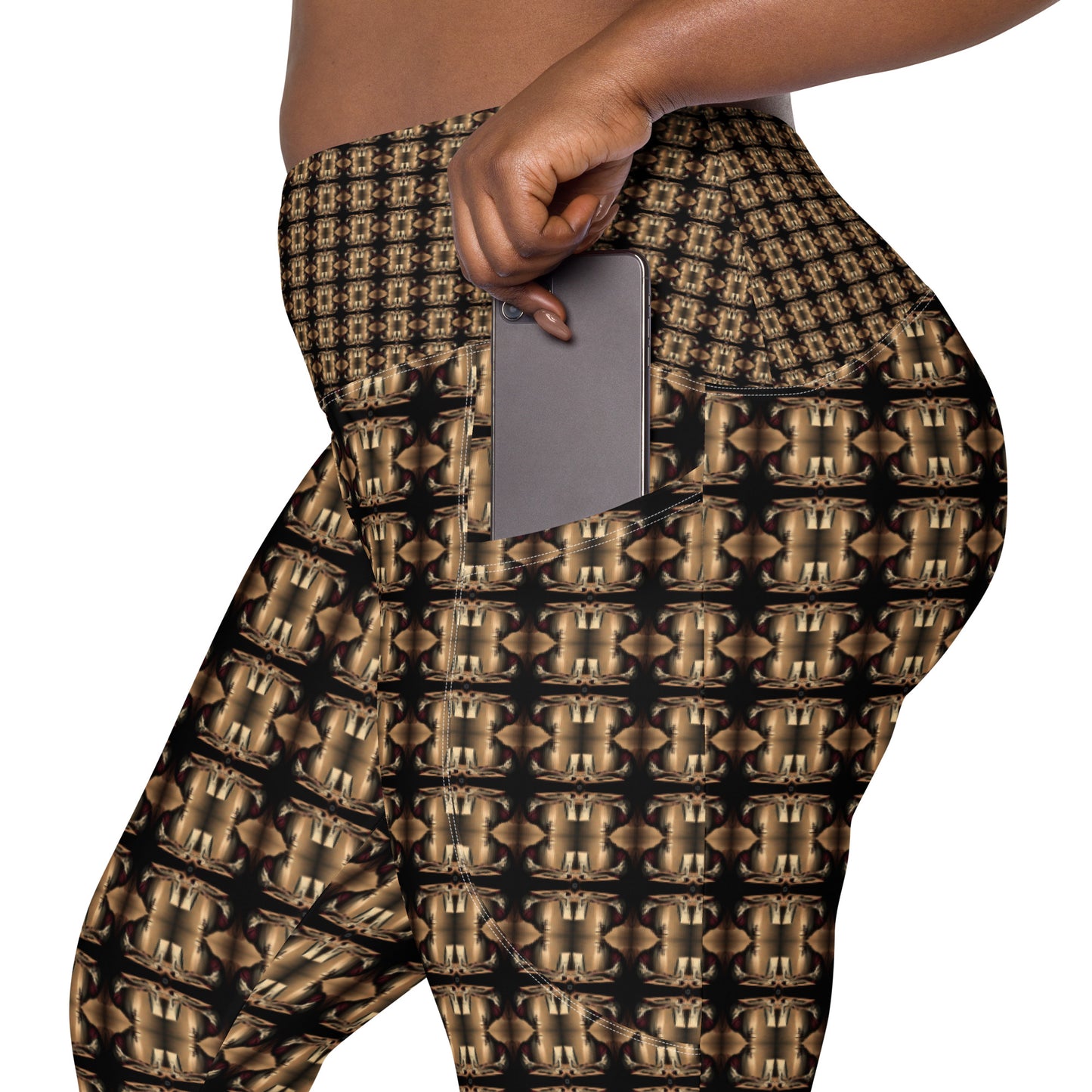 Platinum Ladies Crossover Leggings with Pockets (Full Print) - The God Ball Originals by Chris Rabalais (2024)