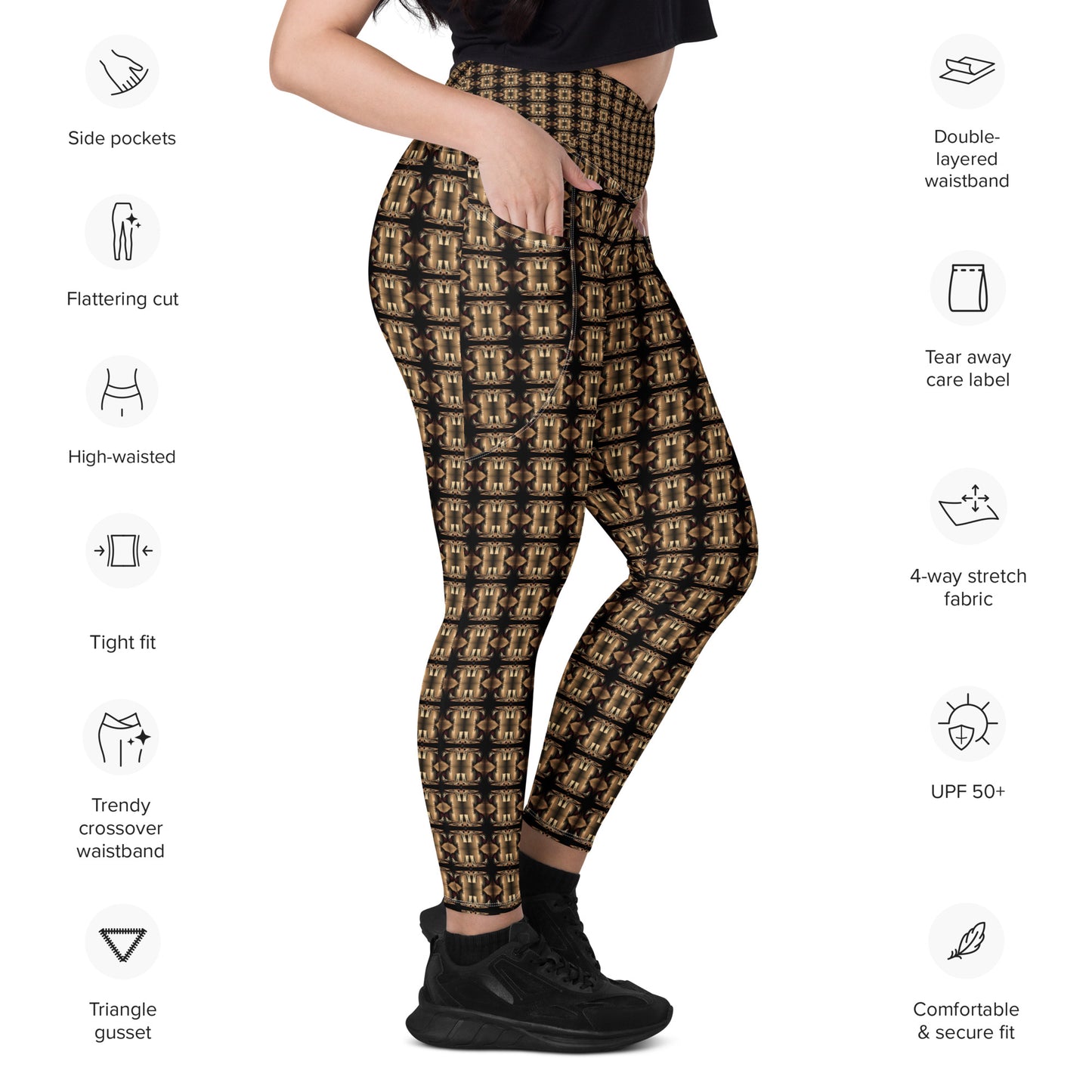 Platinum Ladies Crossover Leggings with Pockets (Full Print) - The God Ball Originals by Chris Rabalais (2024)