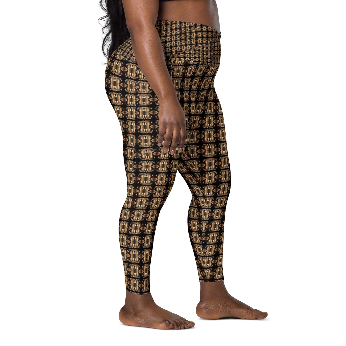 Platinum Ladies Crossover Leggings with Pockets (Full Print) - The God Ball Originals by Chris Rabalais (2024)