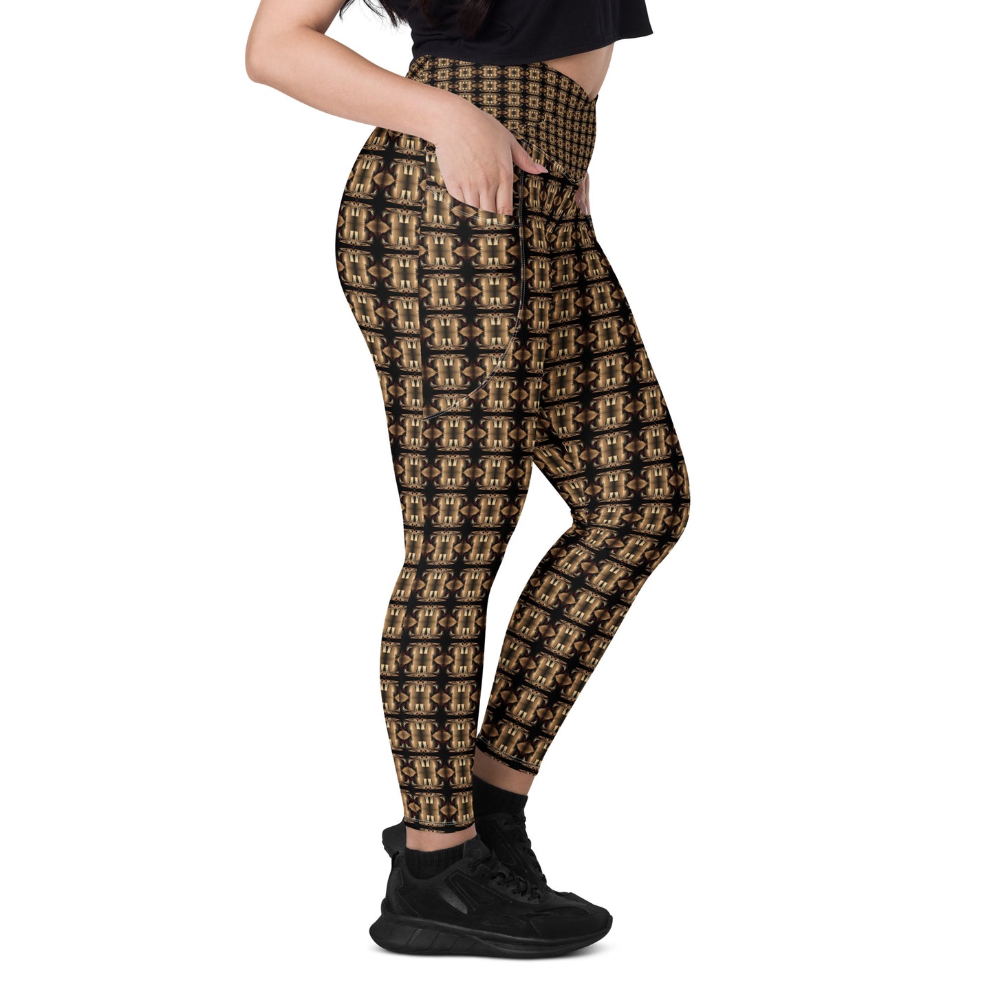 Platinum Ladies Crossover Leggings with Pockets (Full Print) - The God Ball Originals by Chris Rabalais (2024)