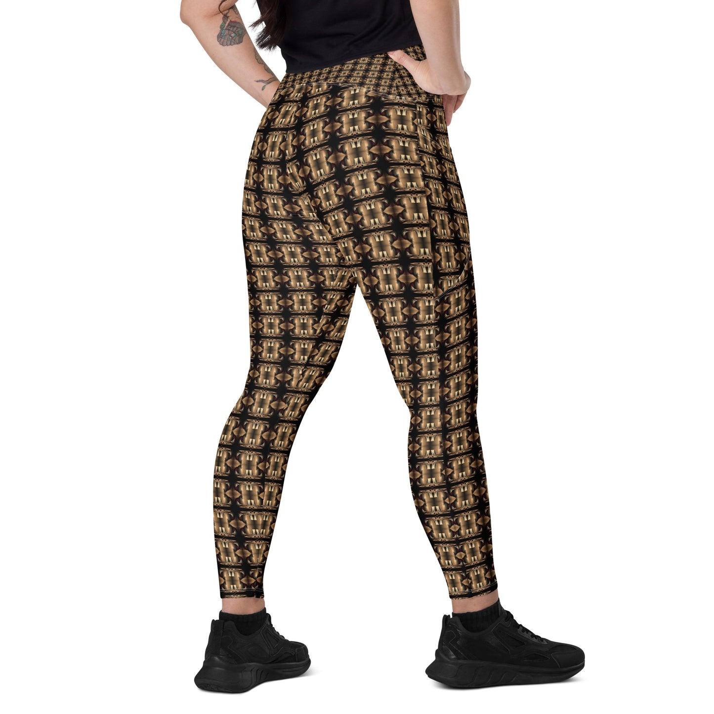 Platinum Ladies Crossover Leggings with Pockets (Full Print) - The God Ball Originals by Chris Rabalais (2024)
