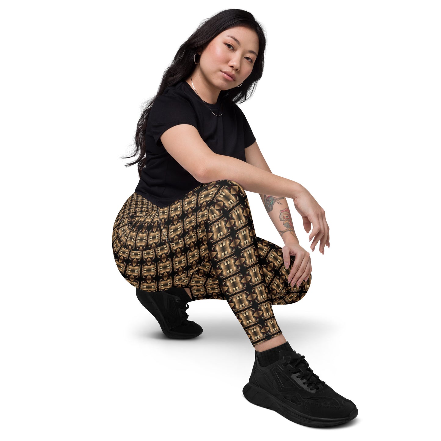 Platinum Ladies Crossover Leggings with Pockets (Full Print) - The God Ball Originals by Chris Rabalais (2024)