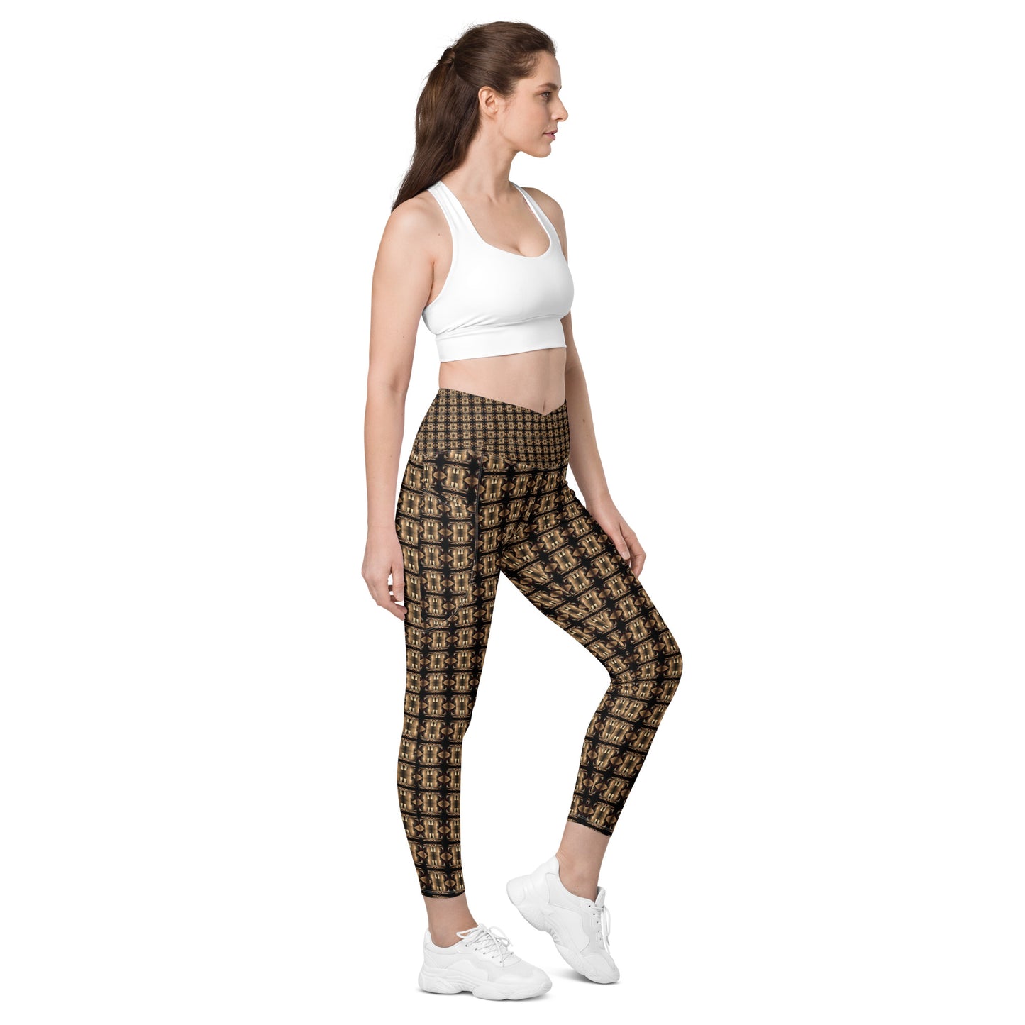 Platinum Ladies Crossover Leggings with Pockets (Full Print) - The God Ball Originals by Chris Rabalais (2024)