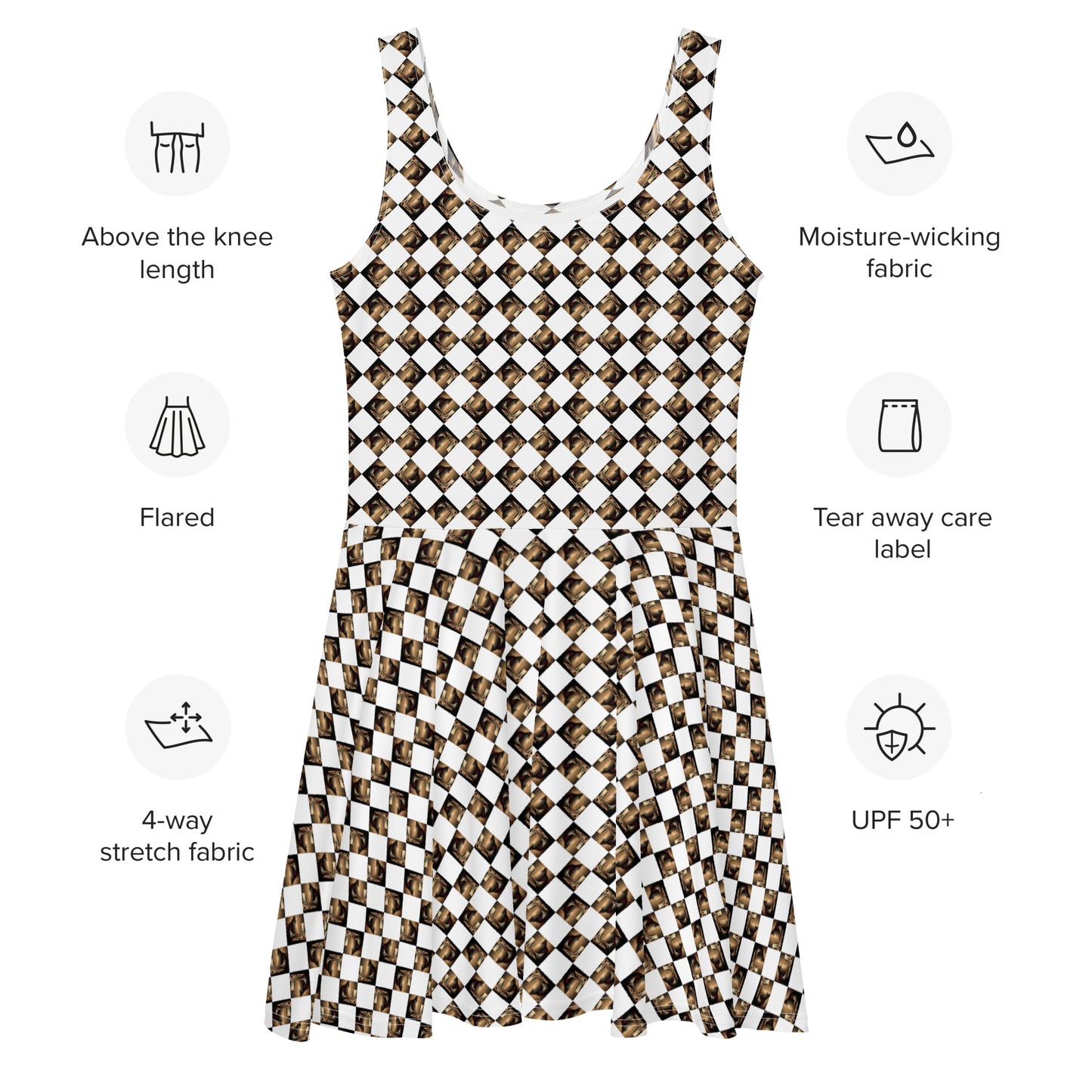Diamond Gold Skater Dress (Full Print) - The God Ball Originals by Chris Rabalais (2024)